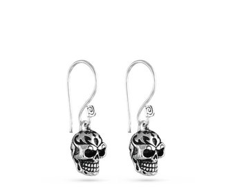 Skull Earrings - Antique Silver Tribal Skull Earrings