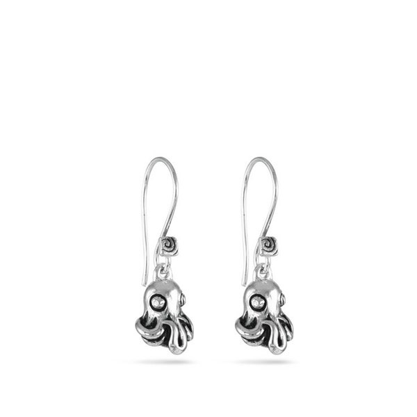 Pendientes de pulpo - Pendientes de pulpo de plata antigua
