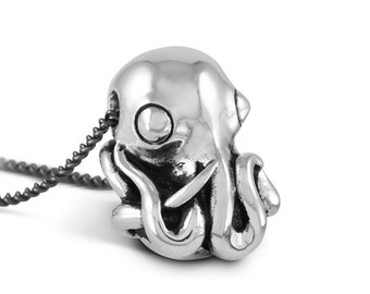 Octopus Necklace - Antique Silver Octopus Pendant - Octopus Jewelry