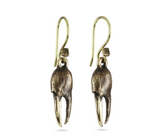 Crab Claw Earrings - Bronze Claw Earrings