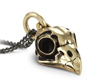 Owl Skull Necklace - Bronze Owl Skull Pendant - Bird Skull Necklace