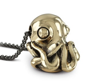 Octopus Necklace - Bronze Octopus Pendant - Octopus Jewelry