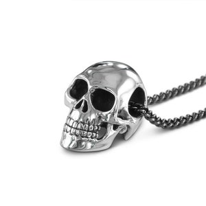 Sterling Silver Skull Necklace Sterling Silver Small Human Skull Pendant image 1