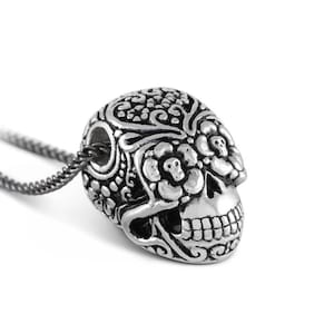 Day of the Dead Sugar Skull Charm Antiqued Sterling Silver Day of the Dead Sugar Skull Charm Antiqued Sterling Silver