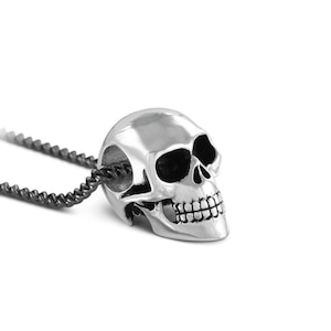 Small Skull Necklace Antique Silver Small Human Skull Pendant The Lucky Skull image 1