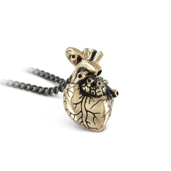 Anatomical Heart Necklace - Small Bronze Anatomical Heart Pendant