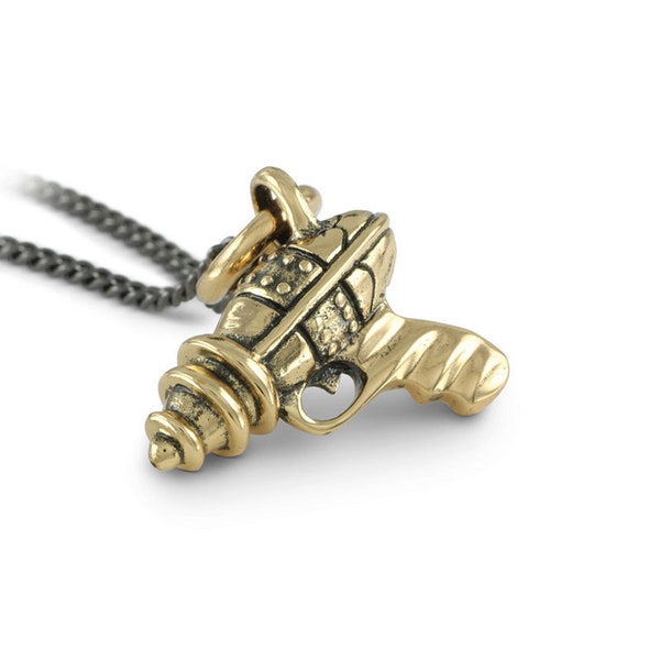 Ray Gun Necklace - Bronze Ray Gun Pendant - Sci Fi Necklace