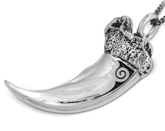 Bear Claw Necklace - Antique Silver Bear Claw Pendant - Bear Necklace