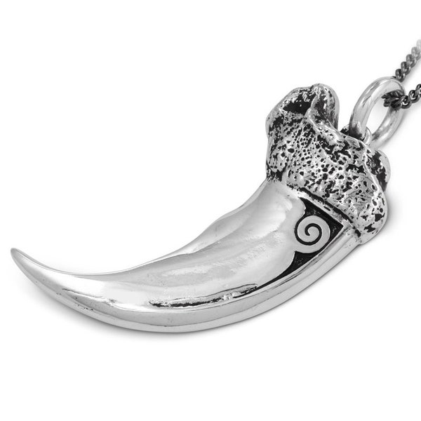 Collier griffe d’ours - Pendentif griffe d’ours en argent antique - Collier d’ours