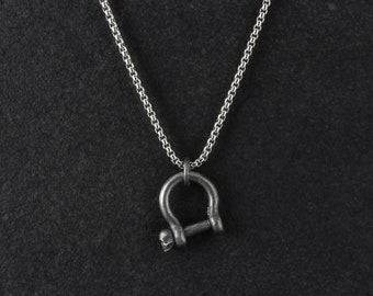 Small Shackle Pendant - Sterling Silver Small Shackle Necklace - Shackle Jewelry