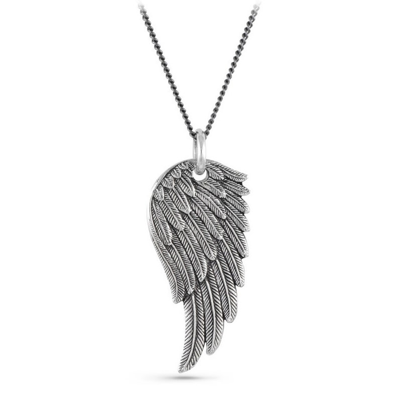 Angel Wing Necklace Antique Silver Angel Wing Pendant image 2
