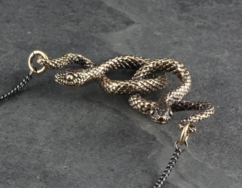 Snake Necklace Medusa Necklace Bronze Double Snake Necklace