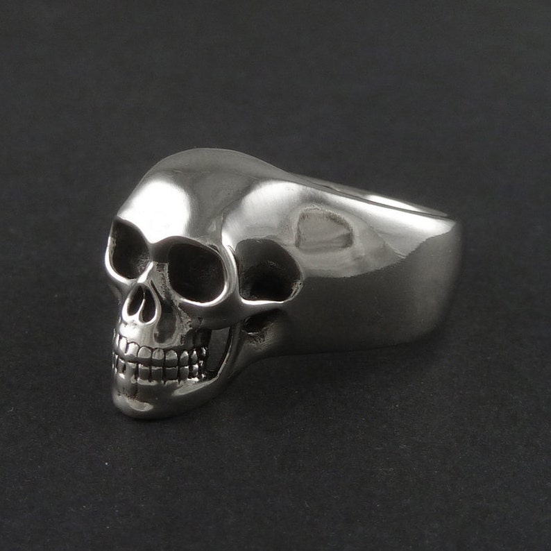 Skull Ring Antique Silver Human Skull Ring Memento Mori image 3