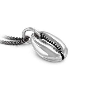 Cowrie Shell Necklace - Antique Silver Shell Pendant - Beach Jewelry