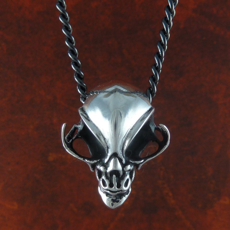 Alien Skull Necklace Antique Silver Alien Pendant Alien Jewelry image 7