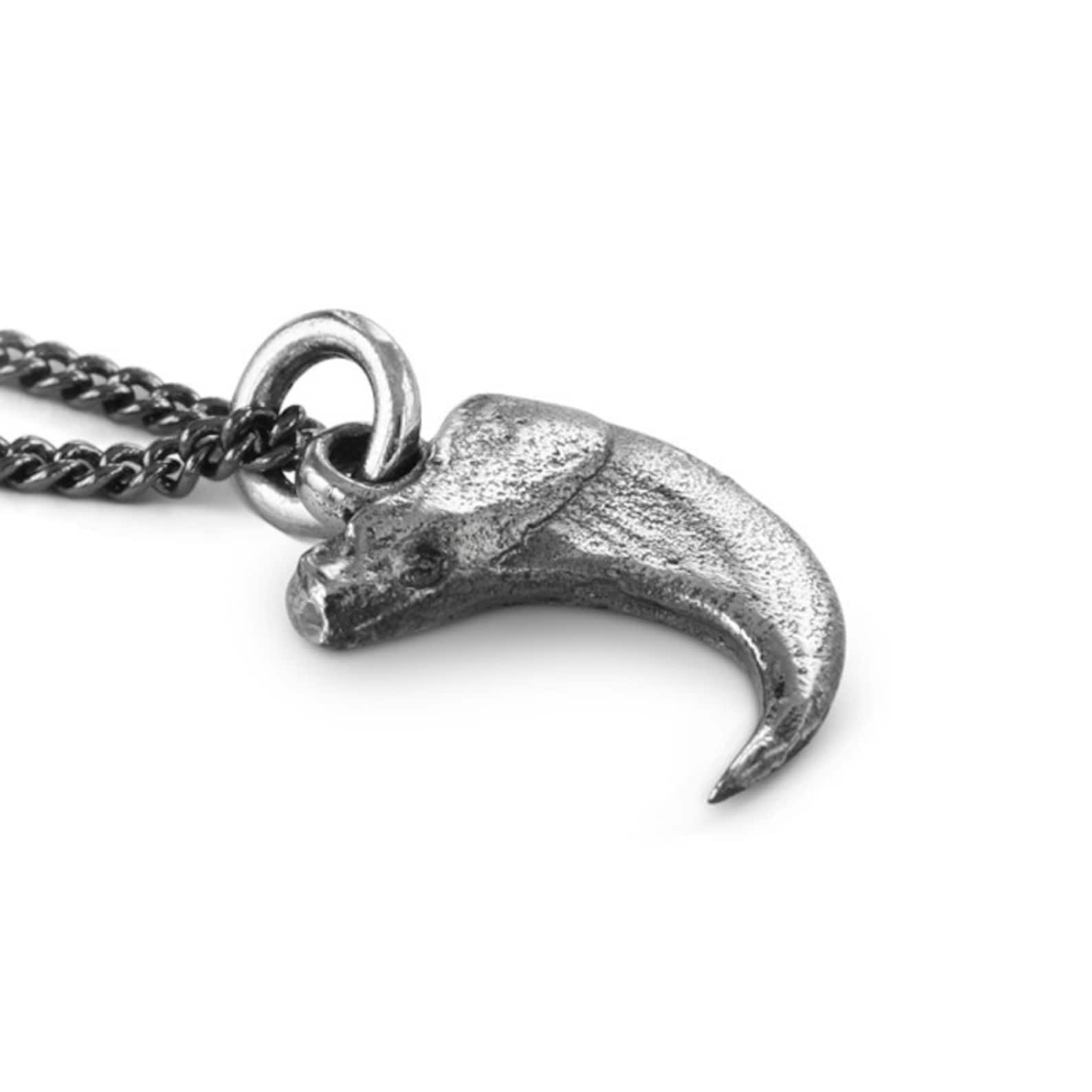 Lynx Claw Necklace Antique Silver Bobcat Claw Pendant Cat Etsy