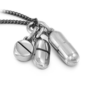 Pills Necklace - Antique Silver Pill Pendant - Medication Jewelry