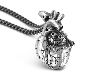 Anatomical Heart Necklace - Sterling Silver Small Anatomical Heart Pendant