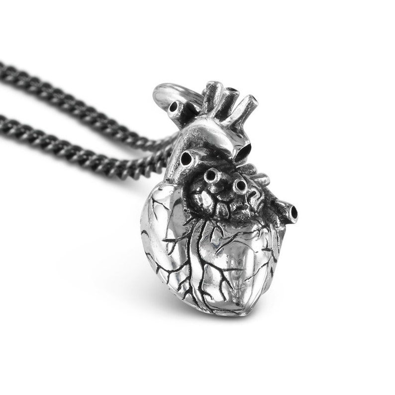 Sterling Silver Anatomical Heart Necklace Sterling Silver Etsy Canada