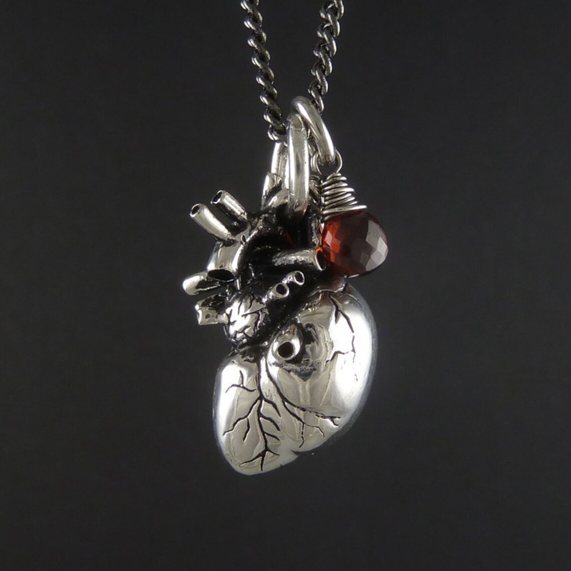Valentine Necklace Anatomical Heart Necklace With Sterling Etsy