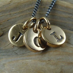 Initial Necklace Three Bronze Letter Charms Initial Charm Necklace image 5
