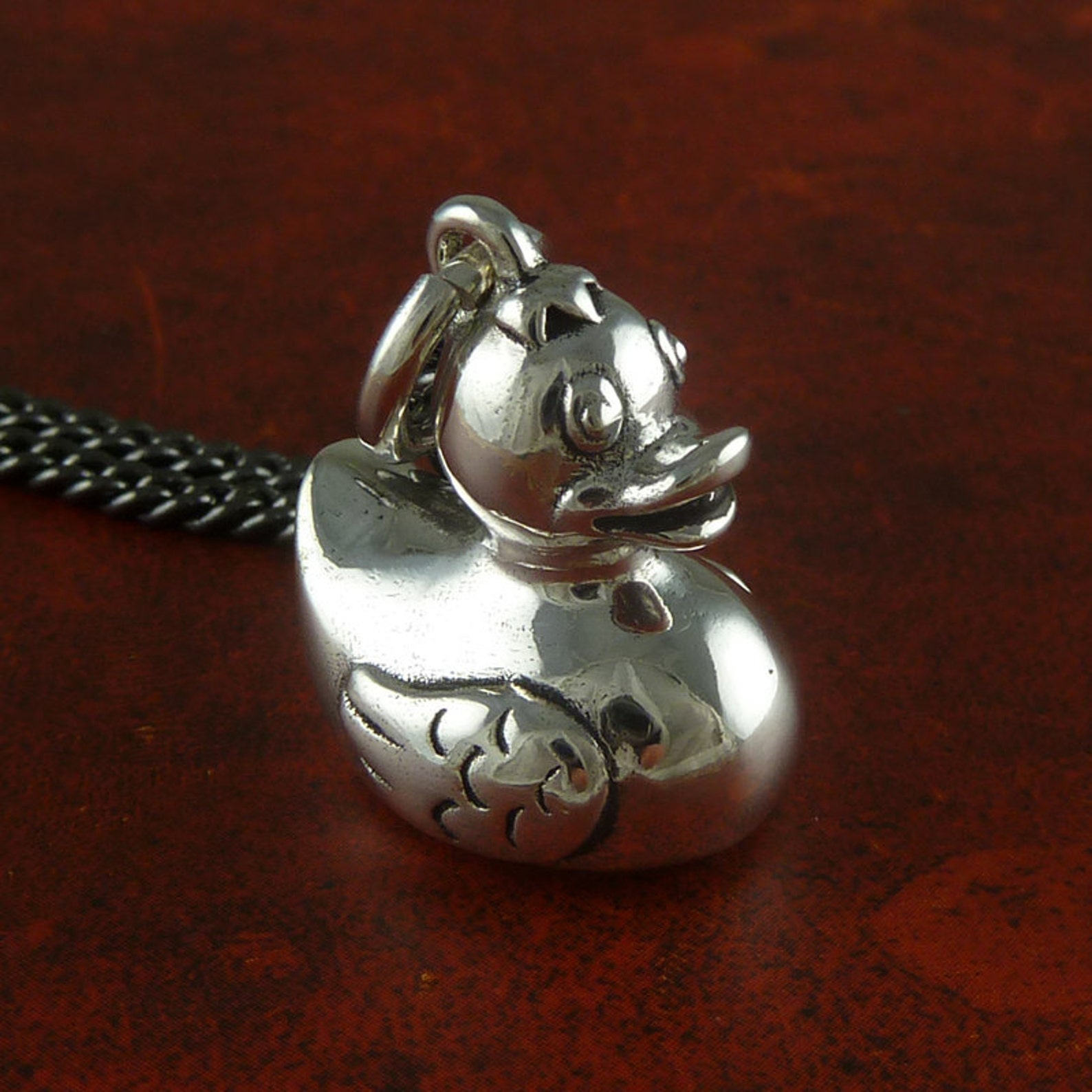 Rubber Duck Necklace Antique Silver Rubber Duck Pendant Etsy