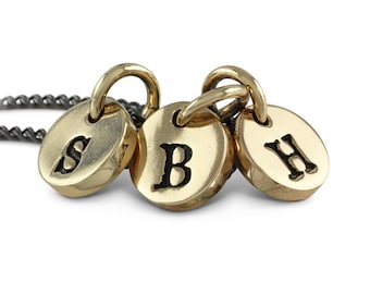 Initial Necklace - Three Bronze Letter Charms - Initial Charm Necklace