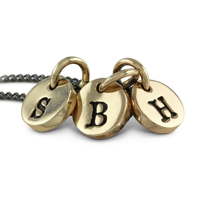 Initial Necklace Three Bronze Letter Charms Initial Charm Necklace image 1