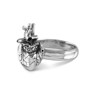 Anatomical Heart Ring White Bronze Anatomical Heart Ring Silver Heart Ring image 2