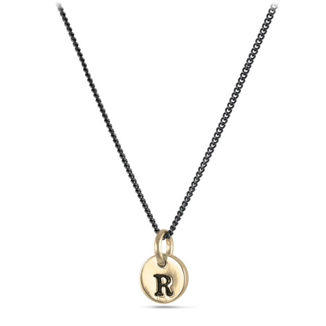 Initial Necklace Bronze Initial Charm Pendant Etsy