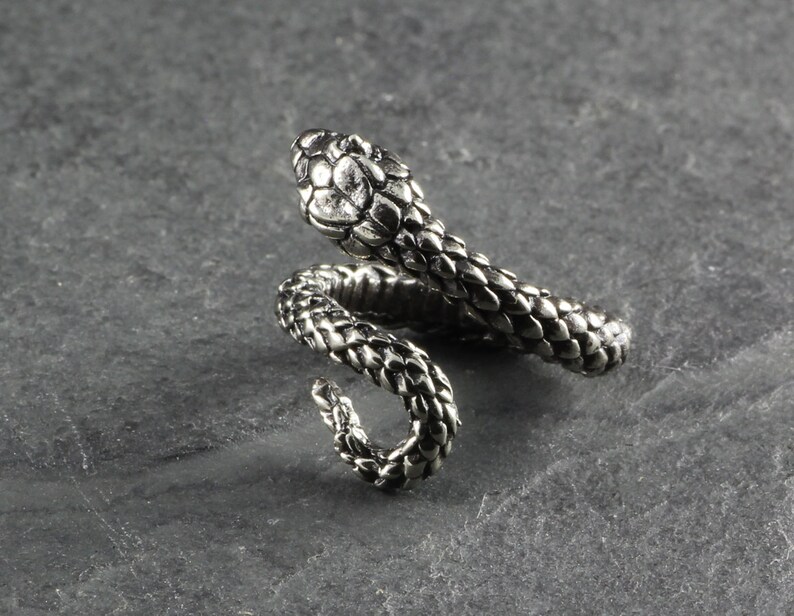 Snake Ring Antique Silver Snake Bypass Ring Adjustable Snake Ring image 4