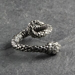 Snake Ring Antique Silver Snake Bypass Ring Adjustable Snake Ring image 6