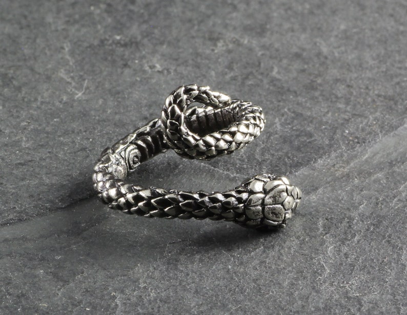 Snake Ring Antique Silver Snake Bypass Ring Adjustable Snake Ring image 6