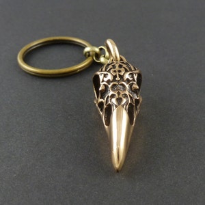 Bird Skull Keychain Bronze Raven Skull Keychain image 3