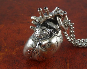 Sterlingzilveren hartketting - anatomische harthanger - sterlingzilver anatomisch hart
