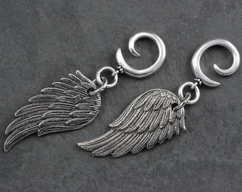 Kolczyki Wing Ear Weights - Antyczne Srebrne Kolczyki Wing Gauges - Wing Gauges