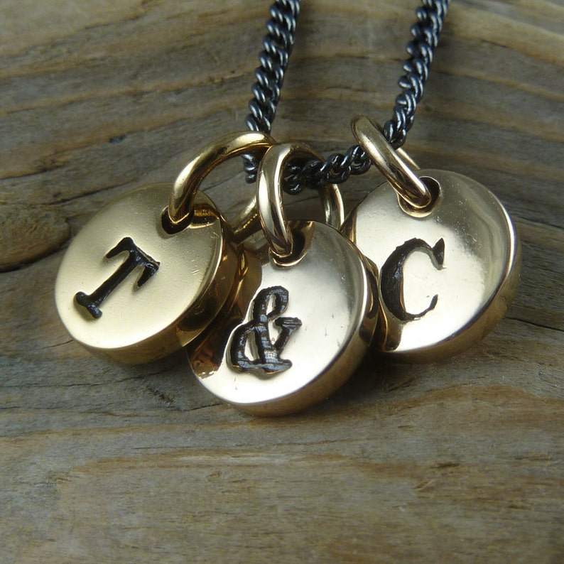 Initial Necklace Three Bronze Letter Charms Initial Charm Necklace image 7