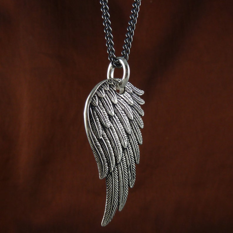 Angel Wing Necklace Antique Silver Angel Wing Pendant image 5