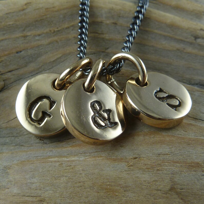 Initial Necklace Three Bronze Letter Charms Initial Charm Necklace image 4