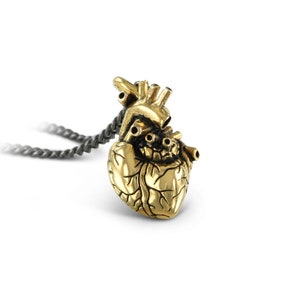 Gold Herz Halskette - Kleiner 24 Karat vergoldeter Anatomischer Herz Anhänger - Heart of Gold