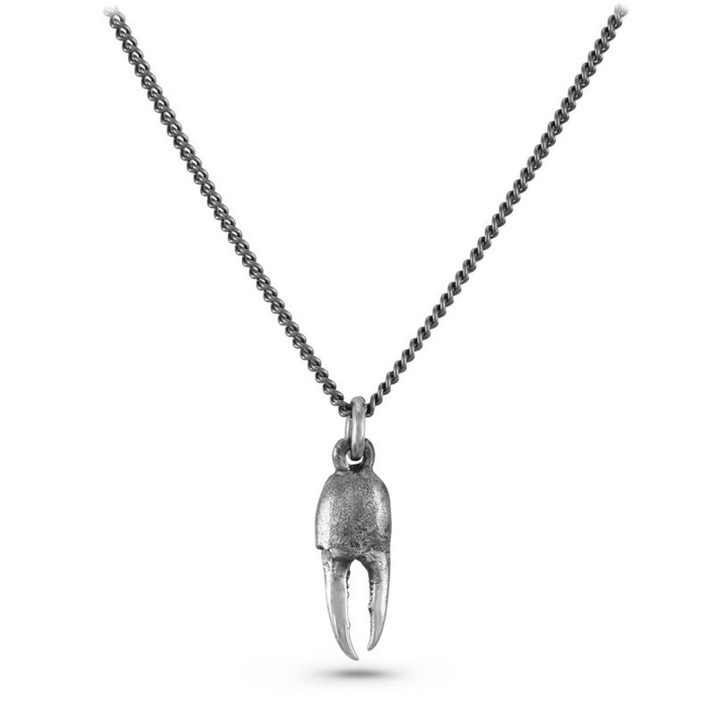 Small Crab Claw Necklace Antique Silver Crab Claw Pendant Etsy