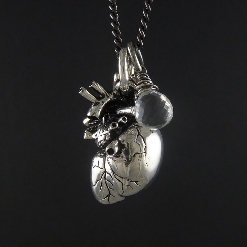 Anatomical Heart Necklace With Sterling Silver Wire Wrapped Etsy
