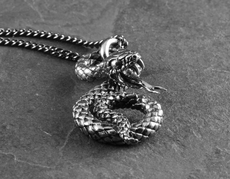 Coiled Snake Pendant Necklace in Sterling Silver Plated Design