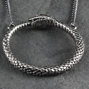 Ouroboros Necklace Antique Silver Ouroboros Pendant Snake - Etsy