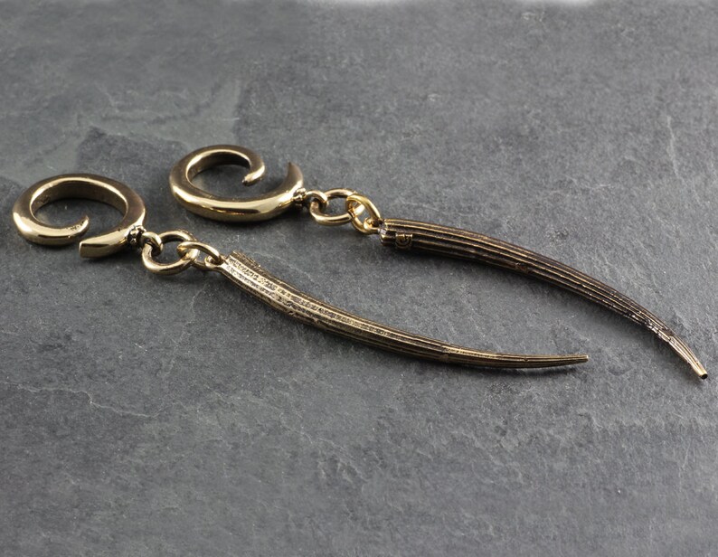Tusk Ear Weights Bronze Tusk Gauged Earrings Tusk Gauges Etsy