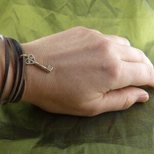 Key Bracelet Bronze Key Leather Wrap Bracelet image 6