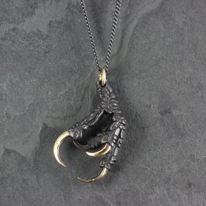 Crow Claw Necklace Bronze Black Crow Claw Pendant Bird Foot image 2