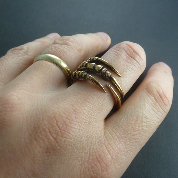 Crow Claw Ring Bronze Bird Claw Ring Raven Claw Ring Etsy