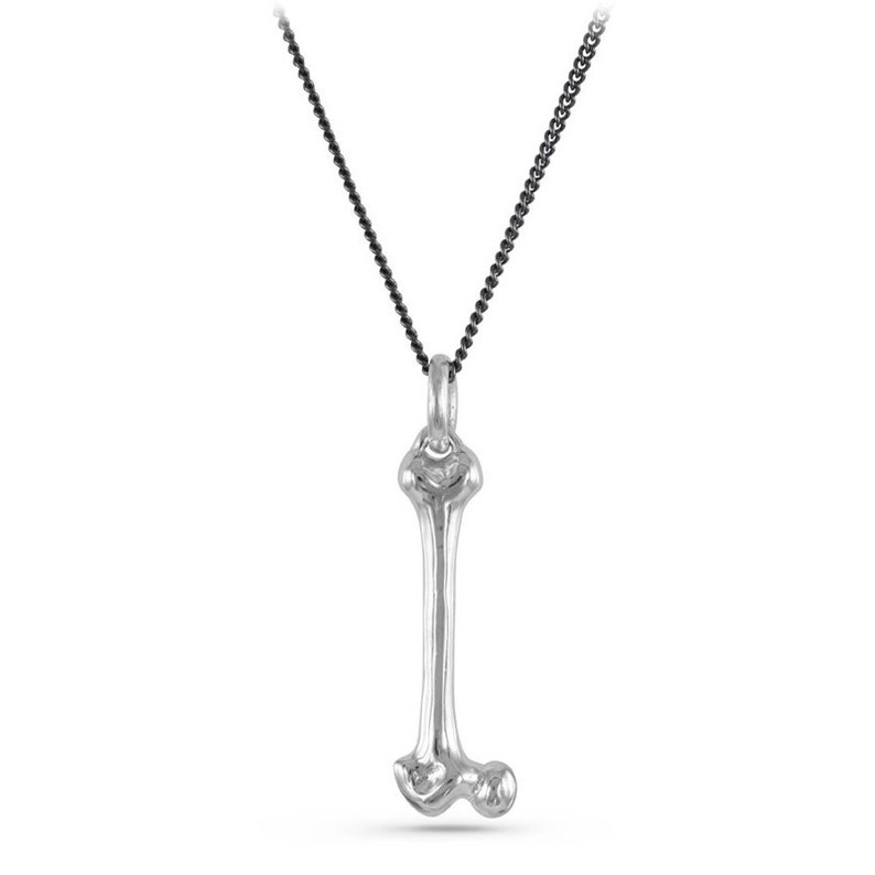 Femur Bone Necklace Antique Silver Femur Bone Pendant image 2