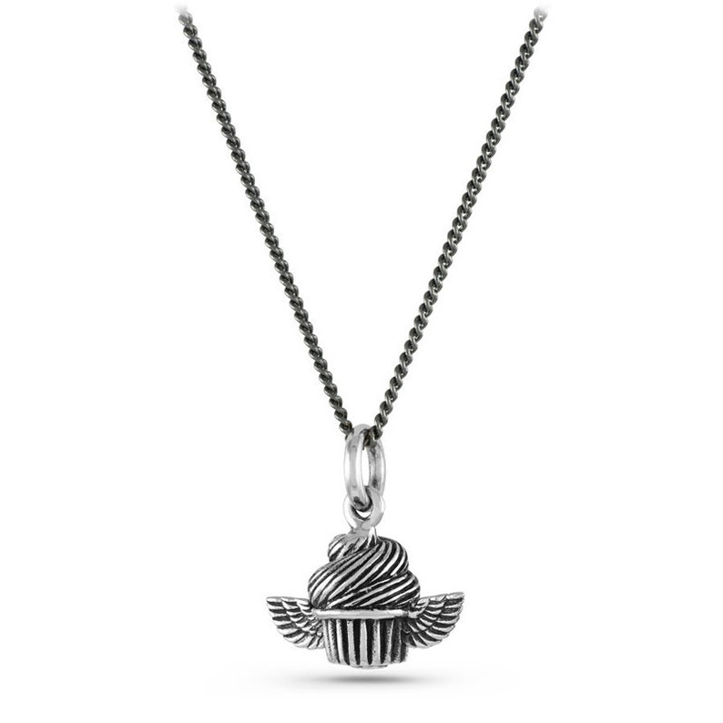 Flying Cupcake Necklace Antique Silver Cupcake Pendant Cupcake Jewelry image 2